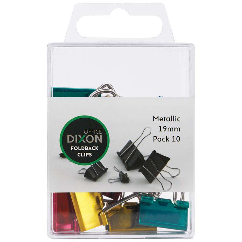 Dixon Foldback Clips Metallic Size 19mm Pack 10