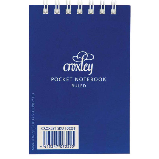 Croxley Notebook Ruled Pocket Top Opening 76x111mm Blue Cover 50 Leaf