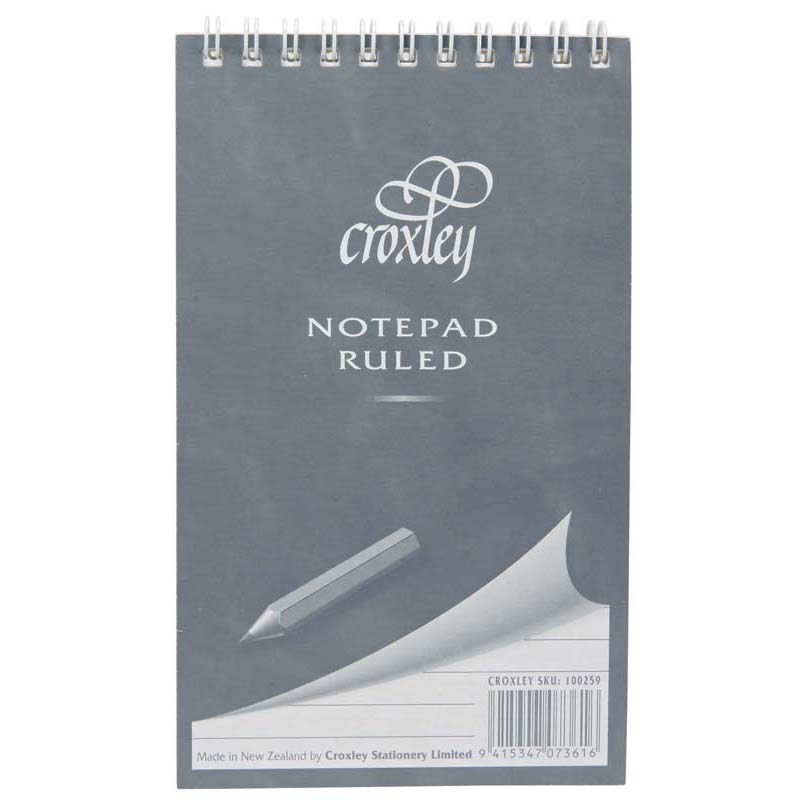 Croxley Notebook Ruled Compact Top Opening 100x165mm Grey Cover 50 Leaf