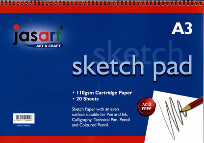 Jasart 110gsm Spiral 20 Sheet Sketch Pads