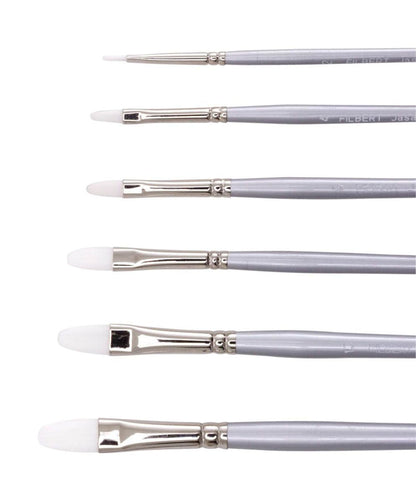 Jasart White Synthetic Filbert Brushes