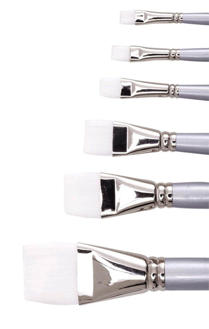 Jasart White Synthetic Short Flat Brushes