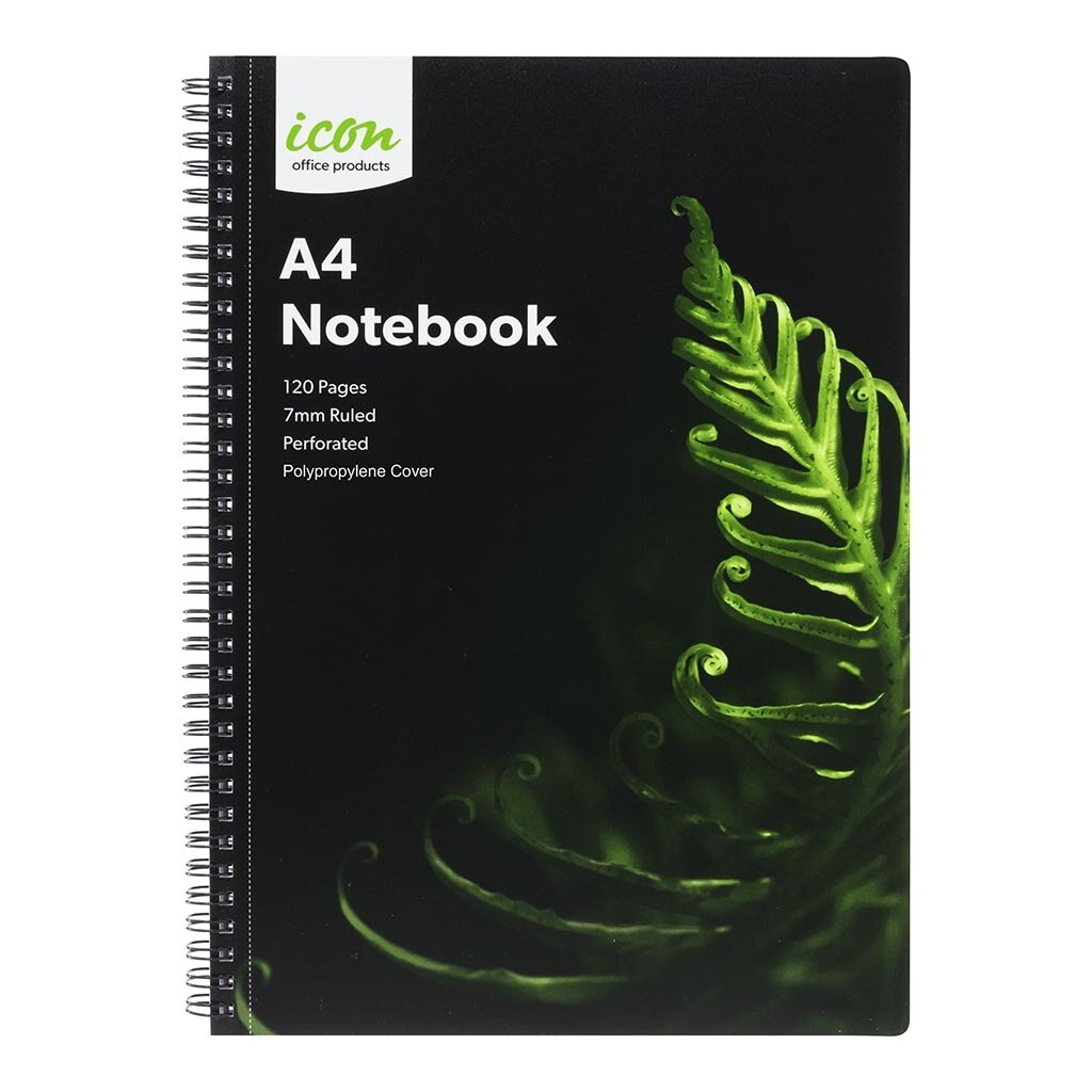 Icon Spiral Notebook A4 Pp Cover Black 120 Pg - Pack Of 3