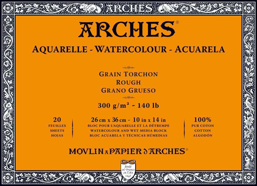 Arches Watercolour Natural White 300gsm Rough 20 Sheet Blocks