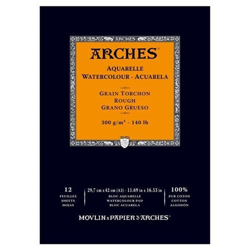 Arches Watercolour Natural White 300gsm Rough 12 Sheets Pads
