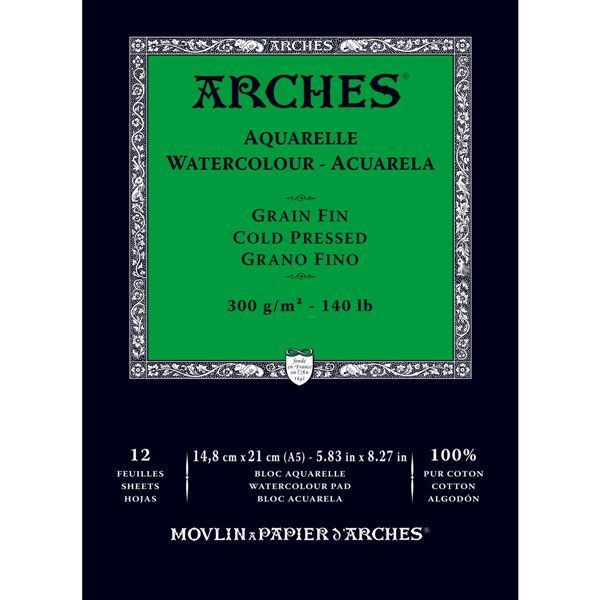 Arches Watercolour Natural White 300gsm Cold Pressed 12 Sheet Pads