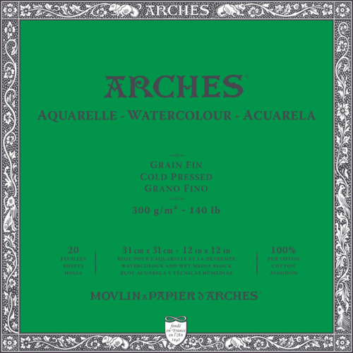 Arches Watercolour Natural White 300gsm Cold Pressed 20 Sheet Blocks