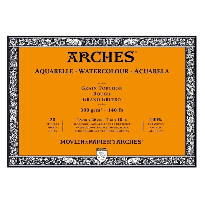 Arches Watercolour Natural White 300gsm Rough 20 Sheet Blocks