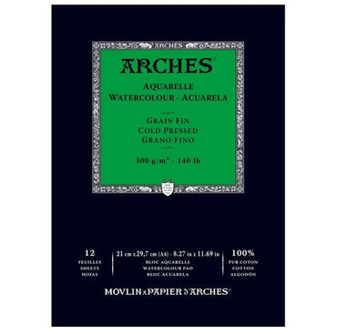 Arches Watercolour Natural White 300gsm Cold Pressed 12 Sheet Pads