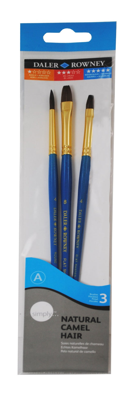 Daler Rowney Simply Camel Hair Short Brushes Set Of 3