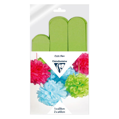 Clairefontaine Apple Green Crepe Pompoms Pack of 3