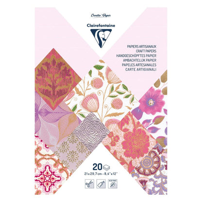 Clairefontaine Pink-Purples A4 20 Sheet 120gsm Artisian Paper Pad
