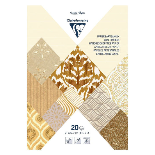 Clairefontaine Ivory-Brown A4 20 Sheet 120gsm Artisian Paper Pad