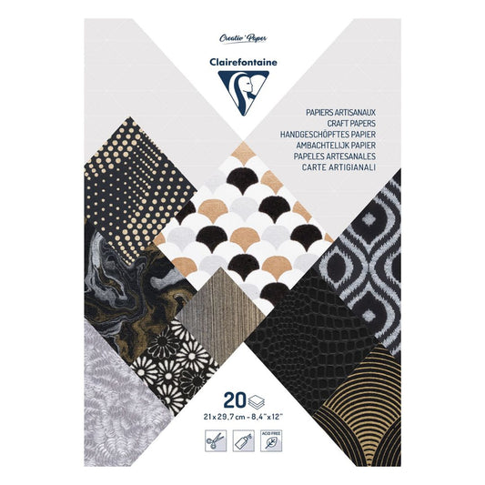 Clairefontaine Metallic Blacks A4 20 Sheet 120gsm Artisian Paper Pad