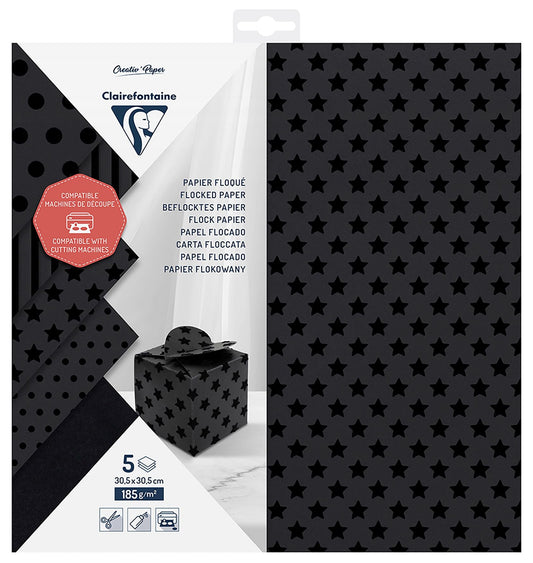 Clairefontaine Flocked 185gsm 30.5x30.5cm Cutting Paper Pack of 5