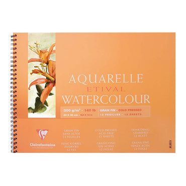 Clairefontaine Etival Cold Press Wirebound Pad 300gsm 12 Sheets