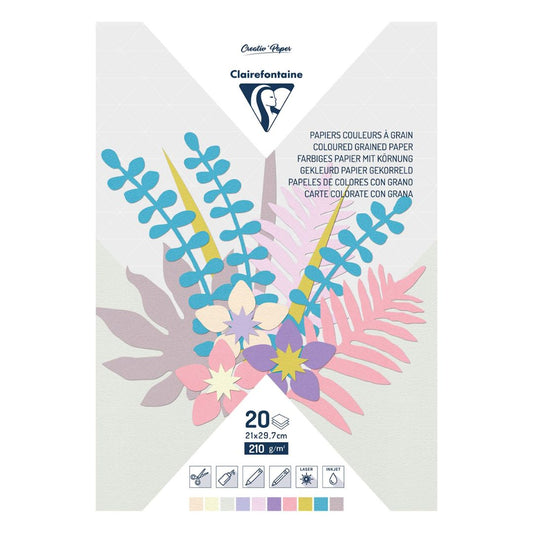 Clairefontaine Coloured Grained Paper Pad A4 210g 20 Sheet