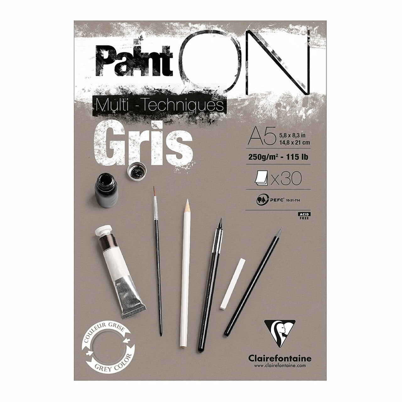 Clairefontaine Painton Pad Grey 30 Sheets