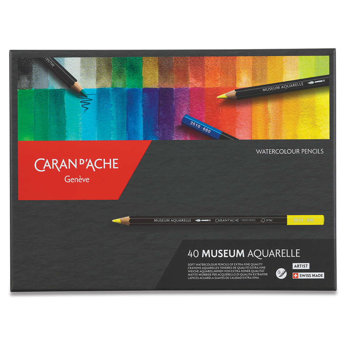 Caran D'Ache Museum Aquarelle Pencils Set of 40 Assorted Colours