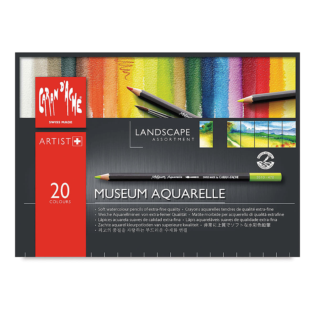 Caran d'Ache Museum Aquarelle Pencils Box Set of 20 Landscape Colours