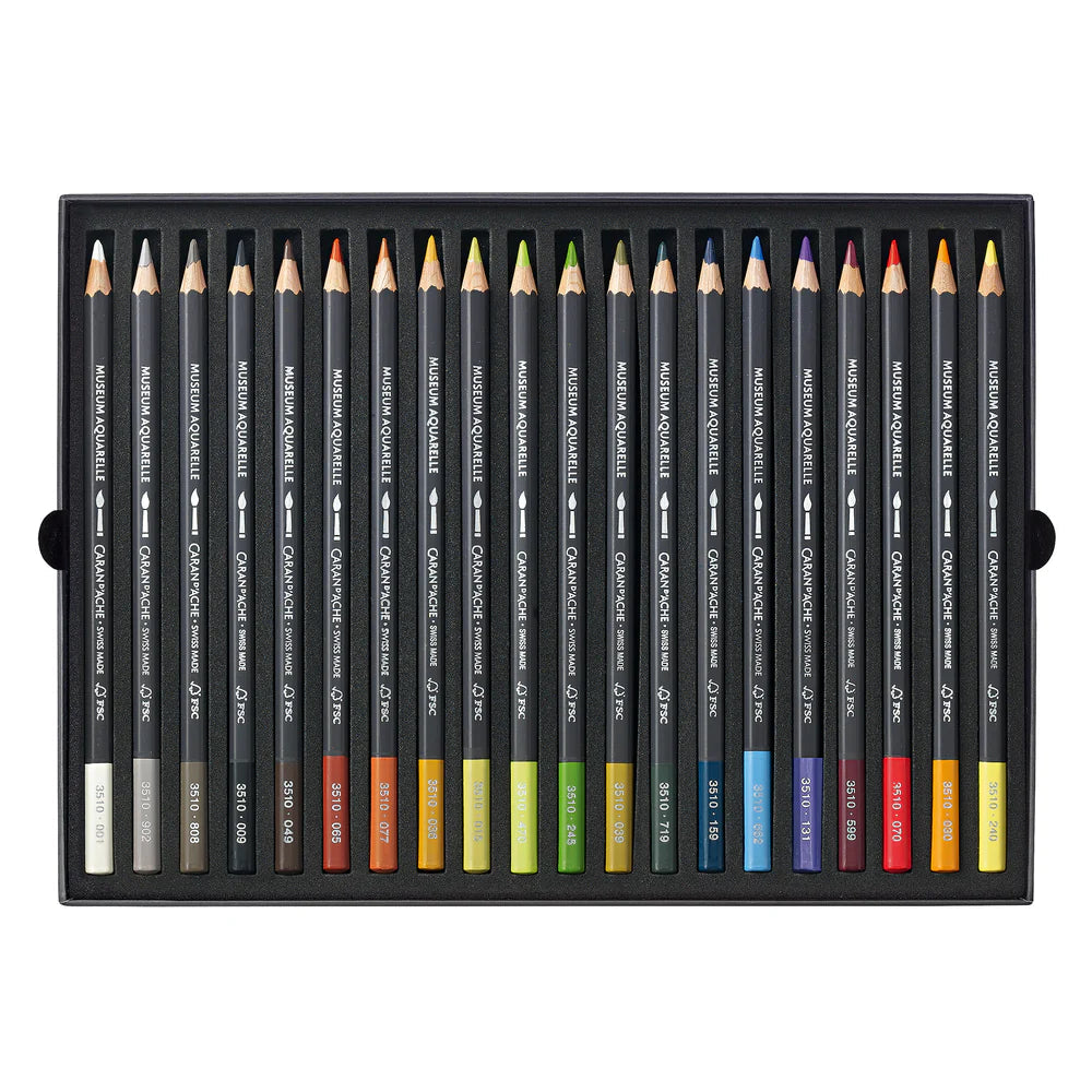 Caran d'Ache Museum Aquarelle Pencils Box Set of 20 Landscape Colours