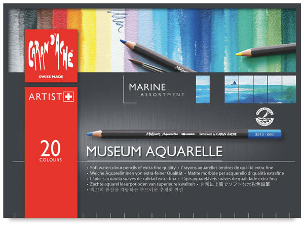 Caran d'Ache Museum Aquarelle Pencils Box Set of 20 Marine Colours