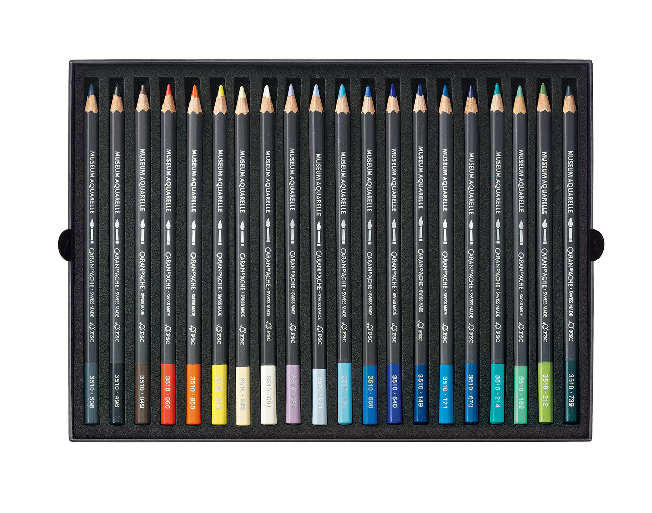 Caran d'Ache Museum Aquarelle Pencils Box Set of 20 Marine Colours