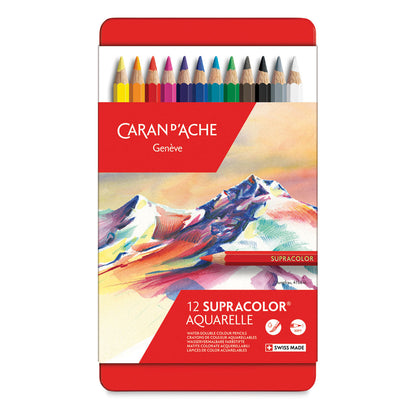 Caran D'ache Supracolour Soft Aquarelle Colour Pencil Set of 12