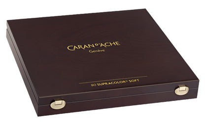Caran D'ache Supracolour Soft Aquarelle Colour Pencil Wooden Box of 80