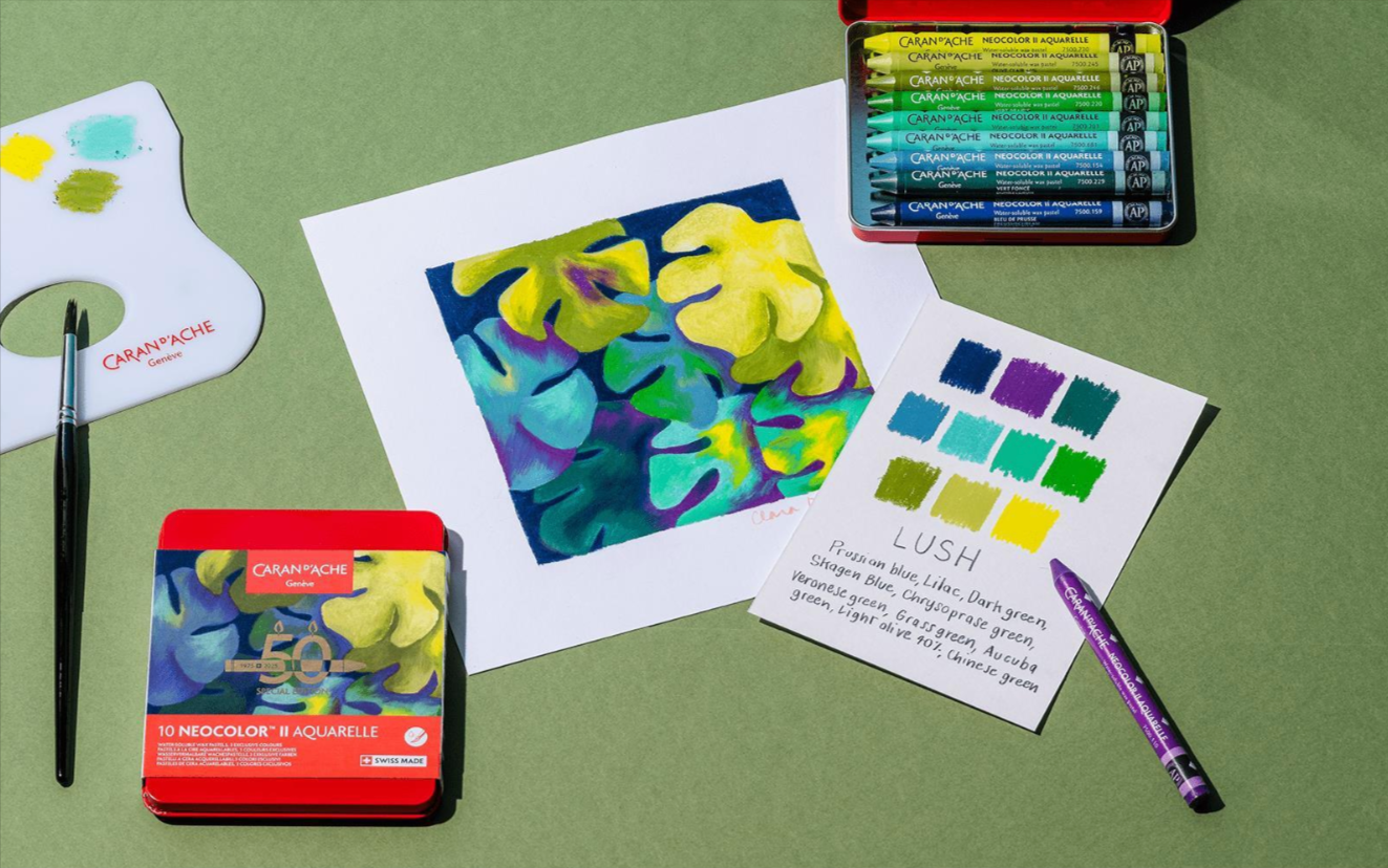 Caran d'Ache Neocolor II Aquarelle Crayons Lush Assorted Special Edition Set of 10