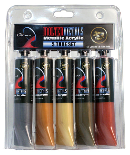 Chroma Molten Metals Metallic Paint Set 5 X 75ml