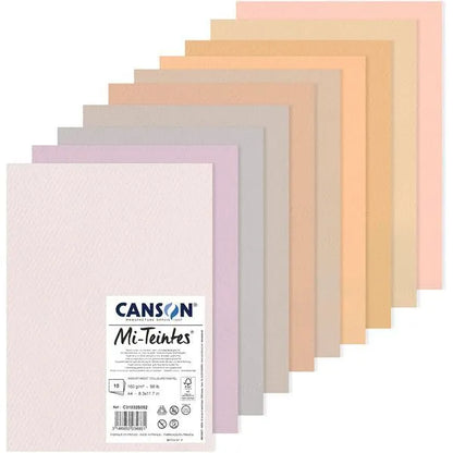 Canson Mi-Teintes Paper A4 160gsm Assorted Colours Paper Pack of 10 Sheets