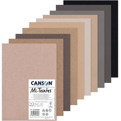 Canson Mi-Teintes Paper A4 160gsm Assorted Colours Paper Pack of 10 Sheets