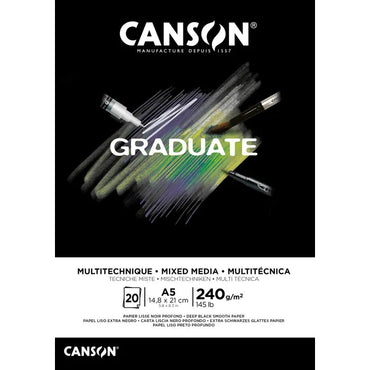 CANSON Graduate Mixed Media Black A5 240gsm 20 Sheets