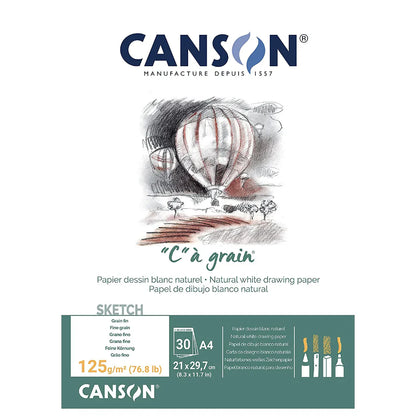 Canson "C"A Grain Pad A4 125gsm 30sht Natural White