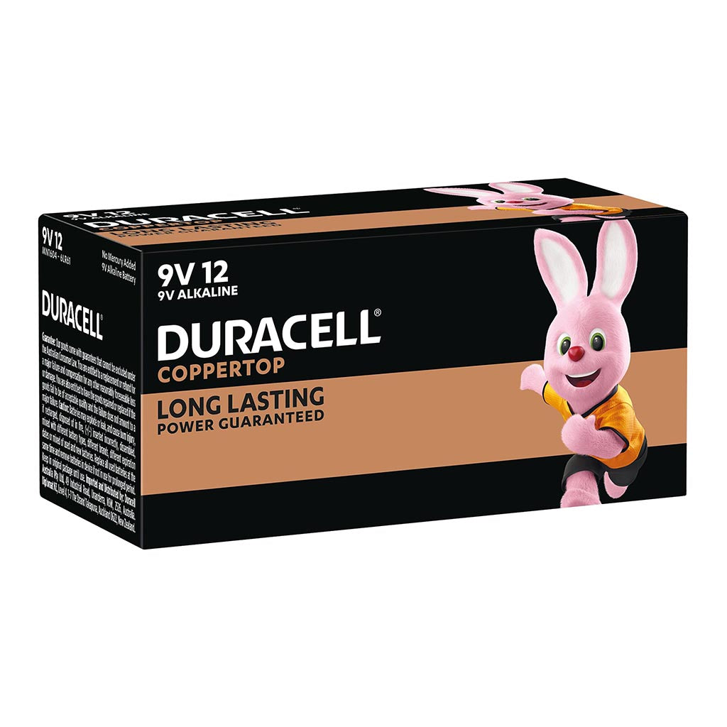 Duracell Coppertop Alkaline 9V Battery Bulk Pack of 12