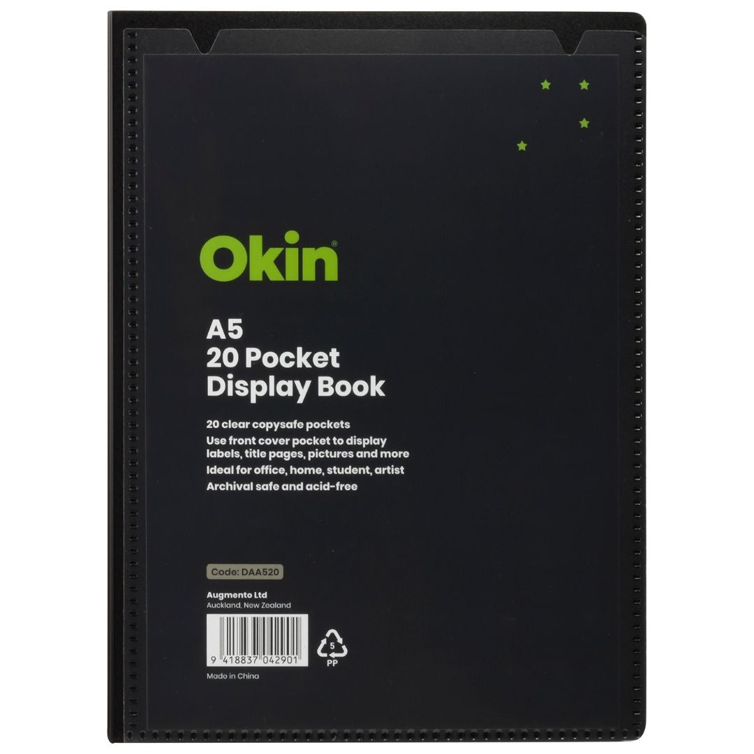 Okin Insert Display Book 20 Pocket Black