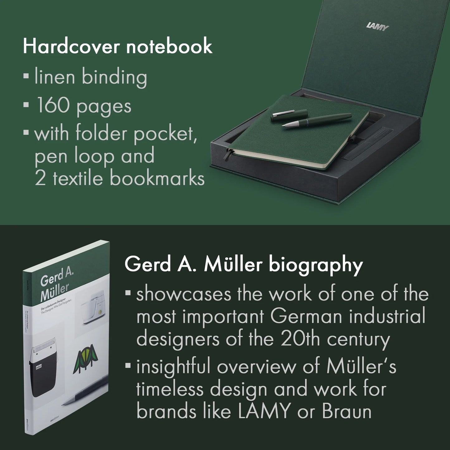 Lamy 2000 LE Fountain Pen Pine Green with Notebook B5 Set