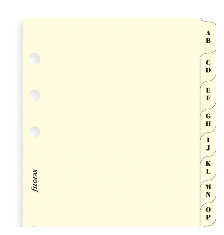 Filofax A5 A - Z Index Cream, 2 Letters/Tab Organiser