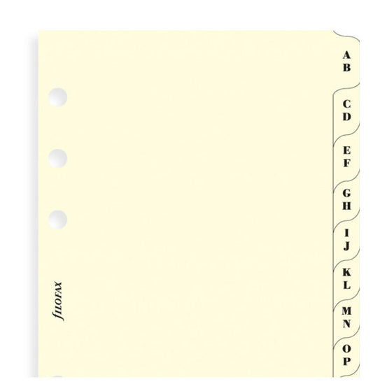 Filofax A5 A - Z Index Cream, 2 Letters/Tab Organiser