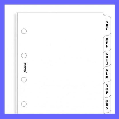 Filofax Mini Size A-z White Index Divider 67x105mm Refill Insert