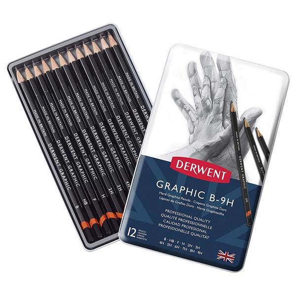 Derwent Hard Graphic Pencils Tin Of 12