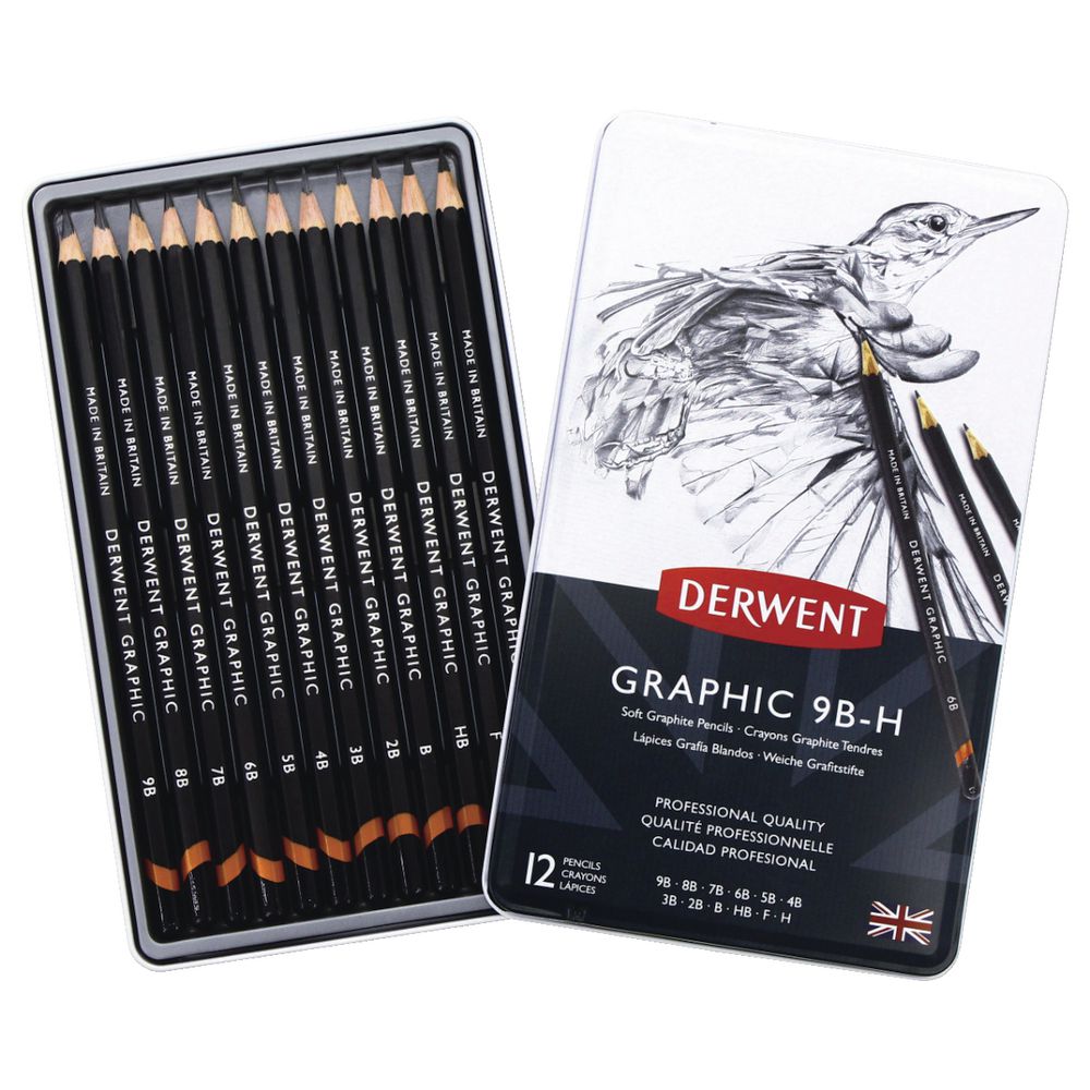 Derwent Soft Graphic Pencils Tin Of 12