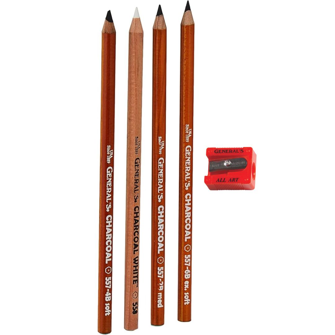 General's Charcoal Pencil + Sharpener Set