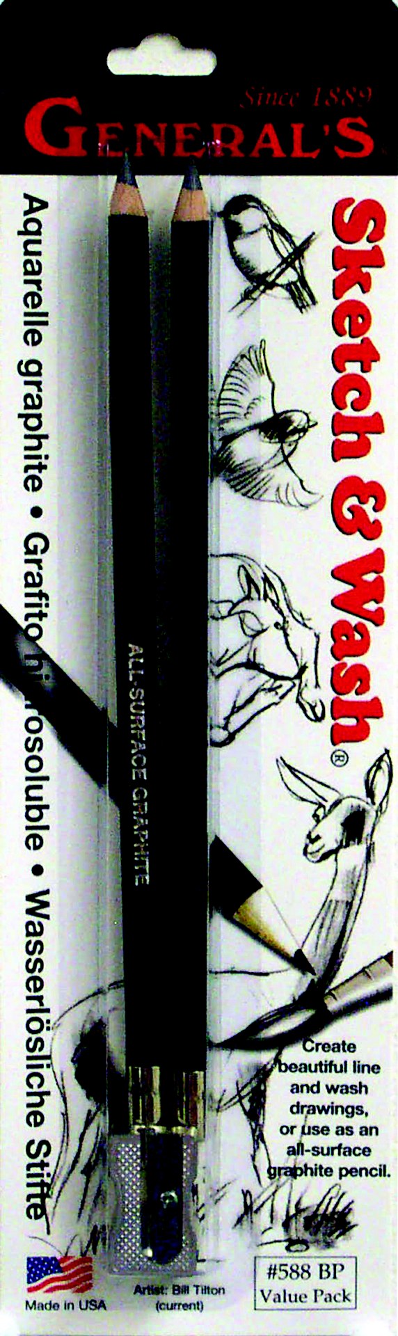 General's Sketch & Wash Graphite + Sharpener 2 Piece Set