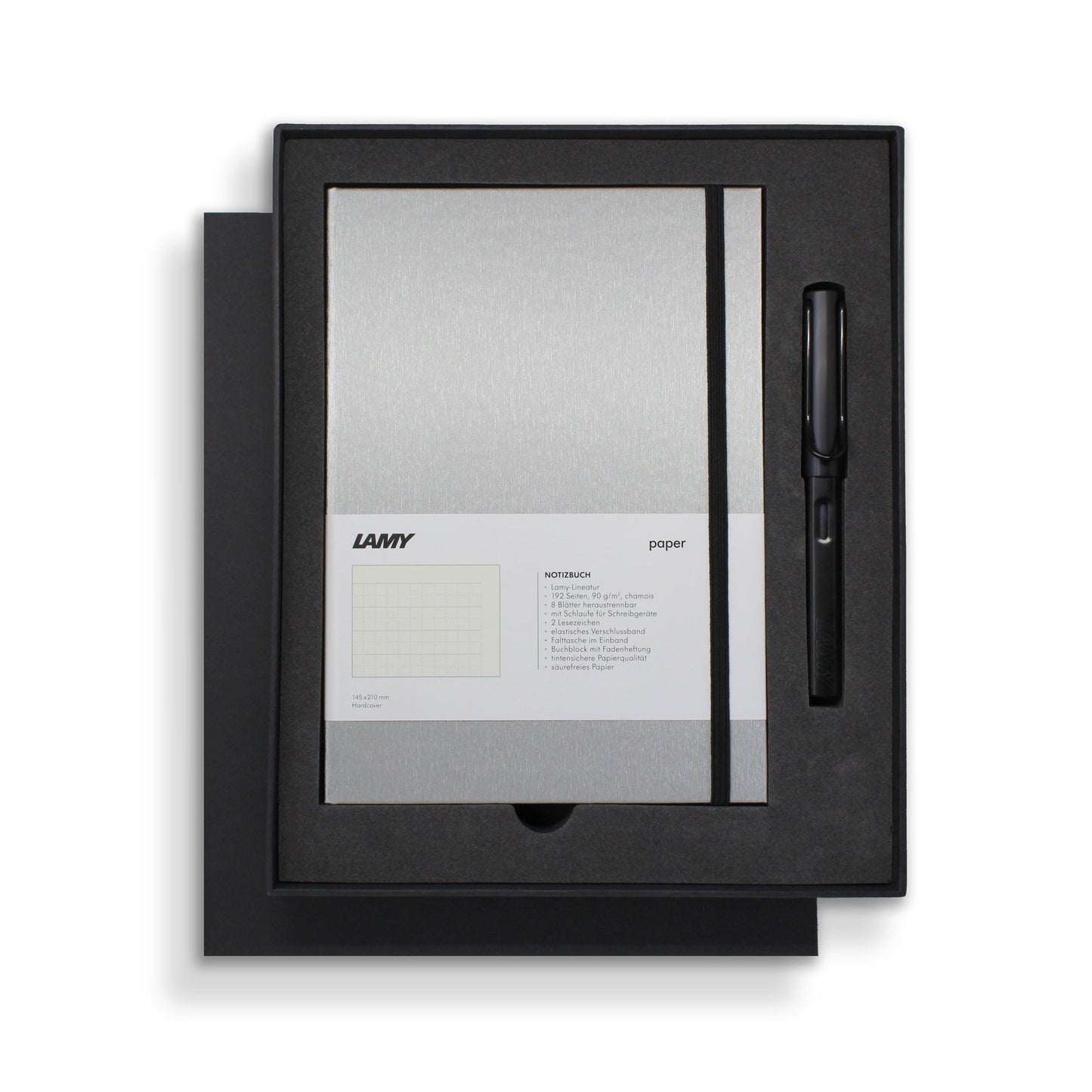 Lamy A5 Hard Cover Notebook + Black Fountain Pen Gift Set