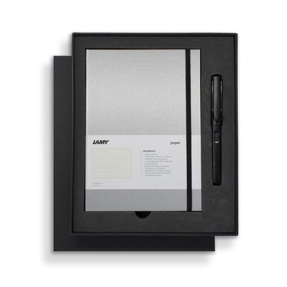 Lamy A5 Hard Cover Notebook + Black Fountain Pen Gift Set