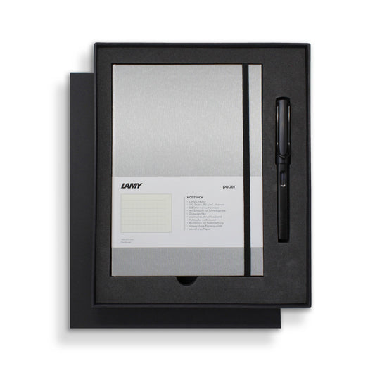 Lamy A5 Hard Cover Notebook + Black Fountain Pen Gift Set