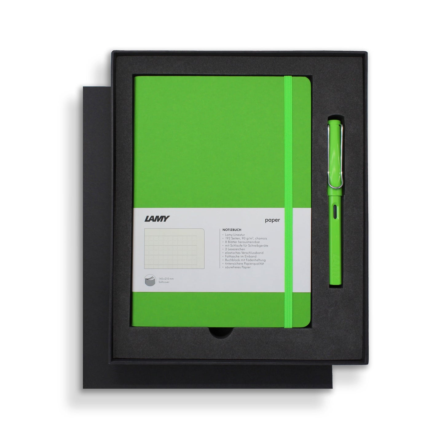 Lamy A5 Soft Cover Notebook + Green Fountain Pen Gift Set