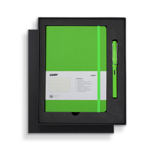 Lamy A5 Soft Cover Notebook + Green Fountain Pen Gift Set